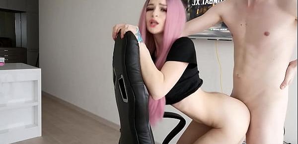  Fuck a gamer&039;s girl in a little pussy